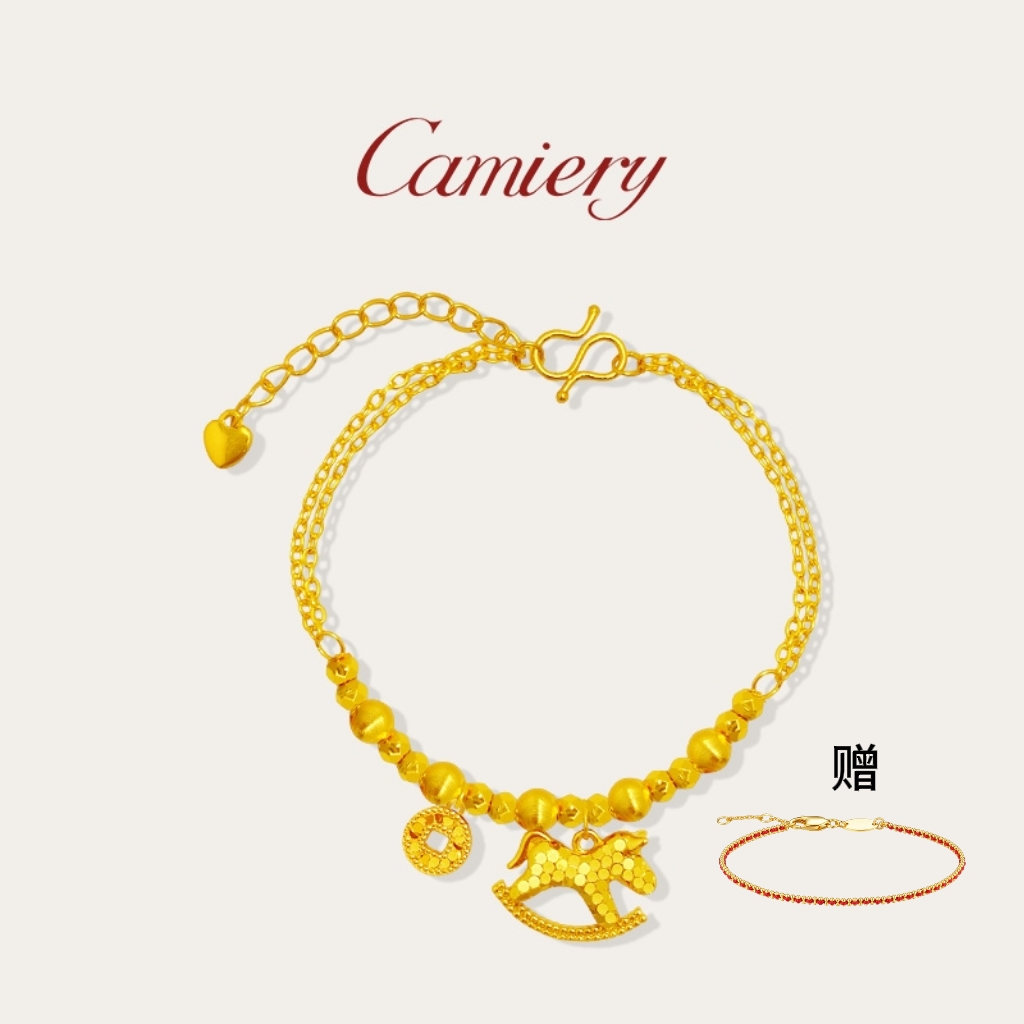 CAMIERY/卡美瑞 时尚轻奢新中式木马铜钱手链送红绳手链ZYN