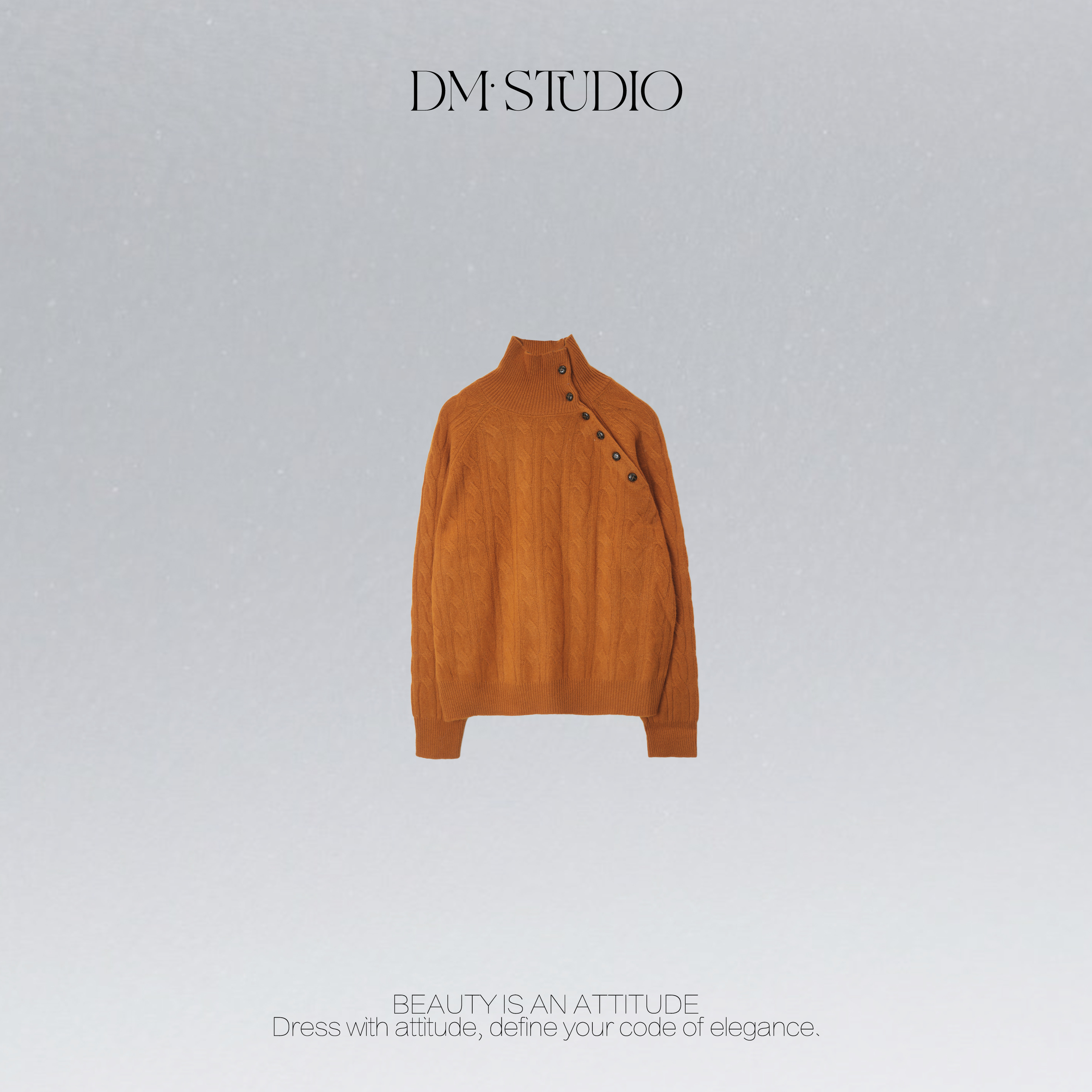 DEDM•STUDIO/慵懒静奢斜排扣100%羊毛中高领毛衣2511ZZS/3563