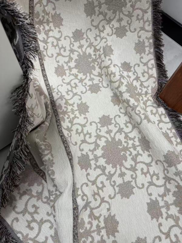 【京会社】雪尼尔流苏沙发巾90*210cm复古蔓藤