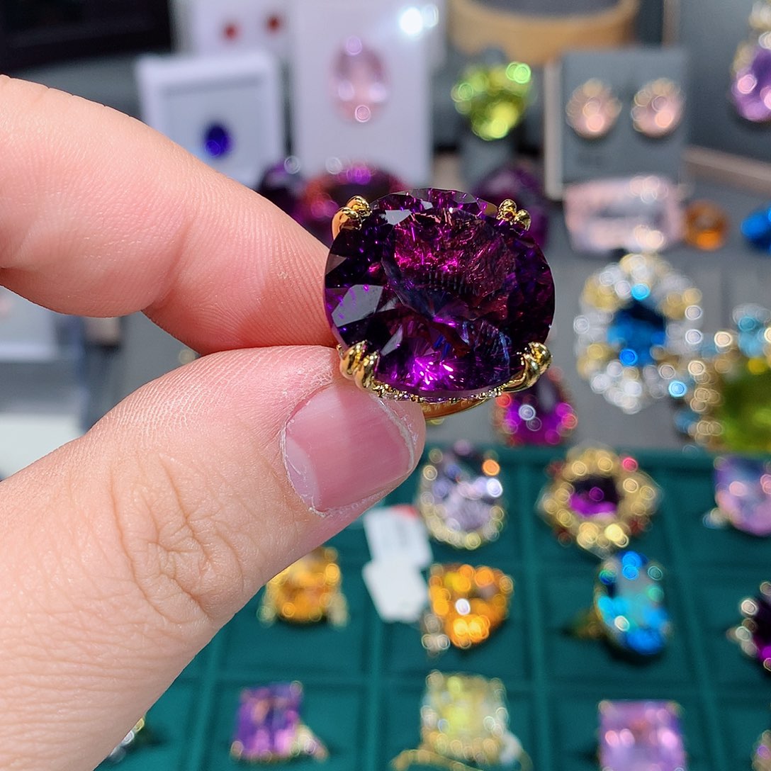 水晶戒指银S925镶嵌戒指