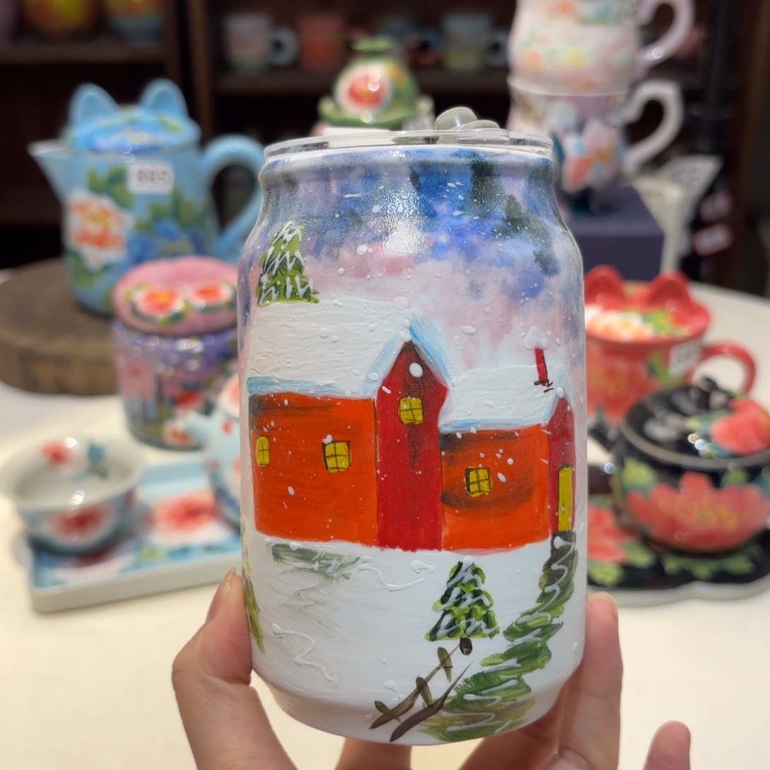 景德镇手绘高温釉下彩陶瓷茶具