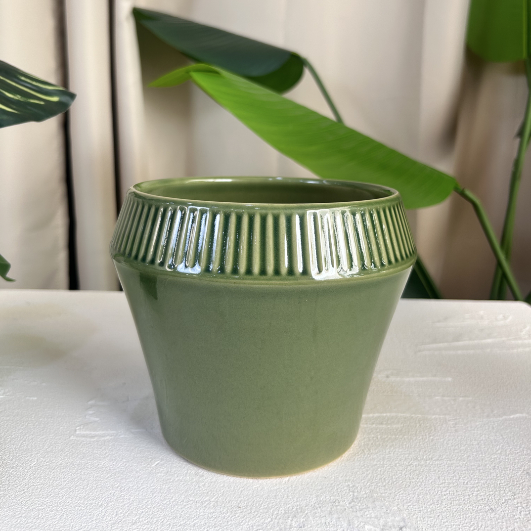 C331口15高16龙泉青瓷透气花盆适合蝴蝶兰多肉绿萝等绿植花卉
