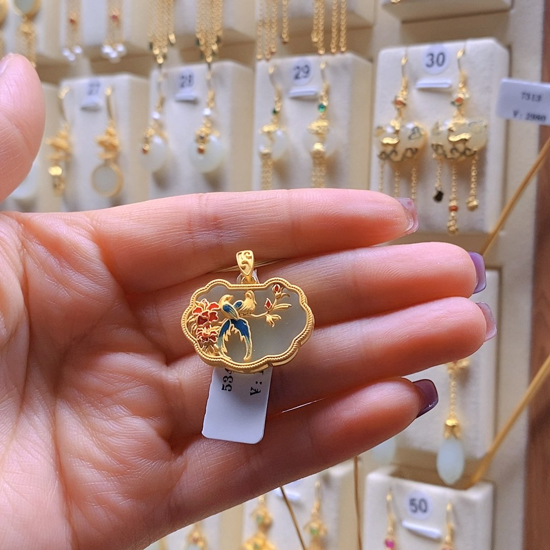 和田玉银S925镶嵌颈饰