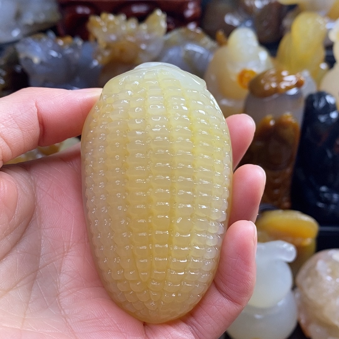 金***子玛瑙/玉髓未镶嵌手把件