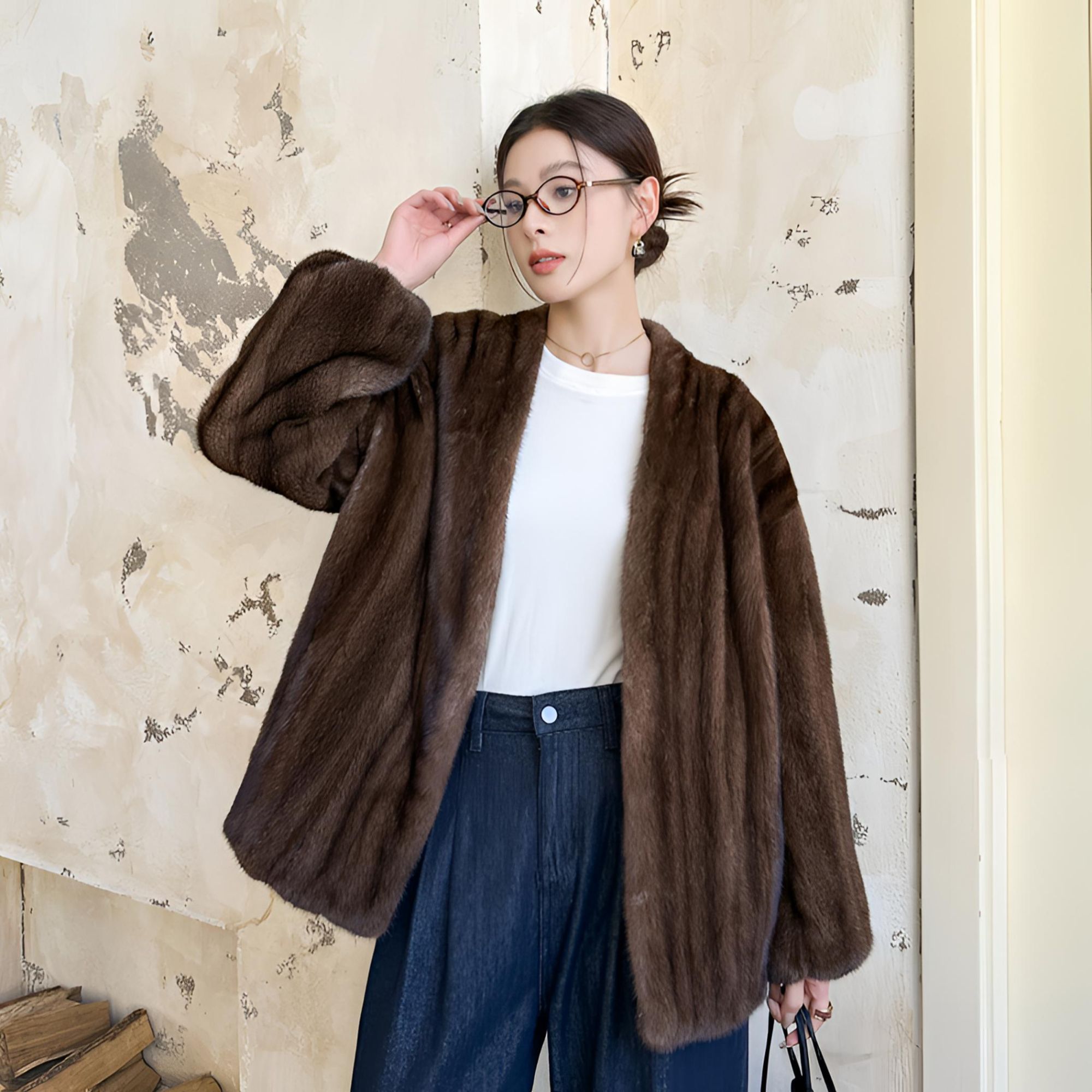 2025皮草外套进口小母貂中古貂皮大衣女中长款原色全抽刀工艺水貂