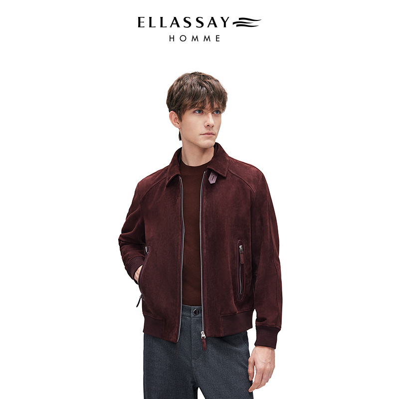 专属定制ELLASSAY歌力思男装新款土耳其哈灵顿皮衣EME364X00600