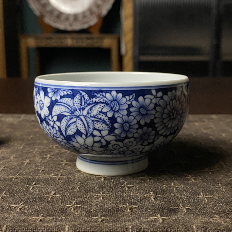 仿明清官窑 青花万花罗汉杯非遗传承人 振鹭堂