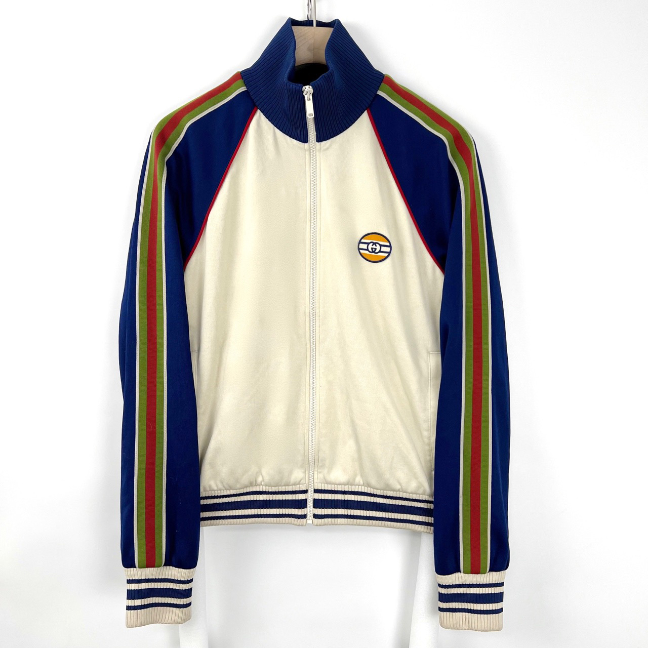 95新 GUCCI/古驰 xs码/胶囊logo红绿条纹校服外套/有勾丝/06373