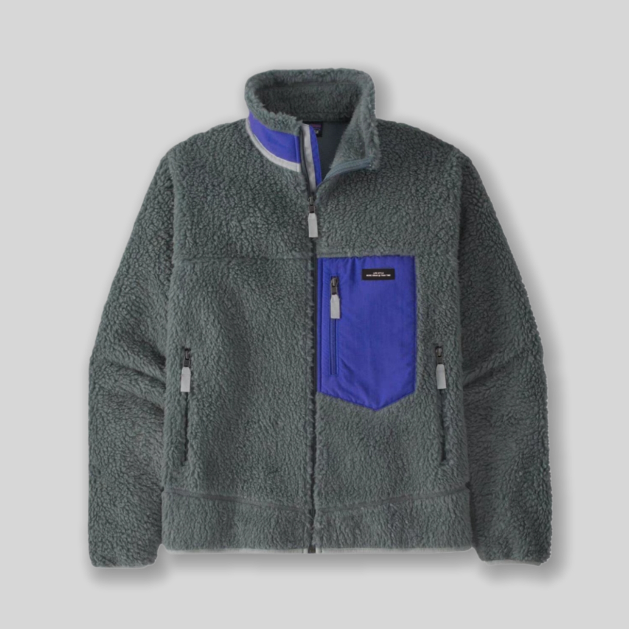 潮牌羊羔绒撞色口袋保暖外套冬季立领宽松厚款美式夹克