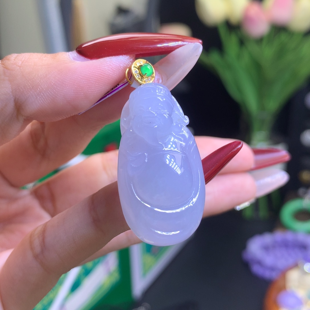 翡翠颈饰18K金镶嵌美***✨天然