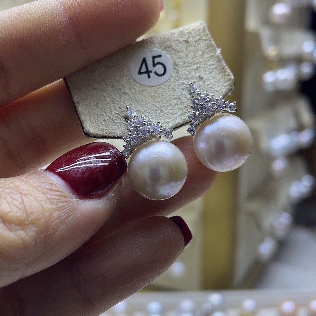 淡水珍珠耳饰银S925镶嵌