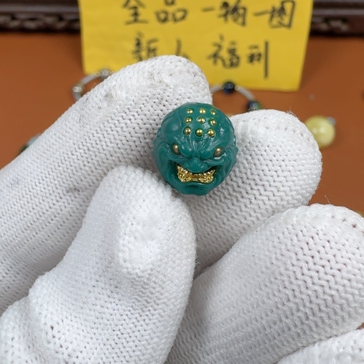 合成碳硅石铜合金文玩配饰绿小松恶僧12