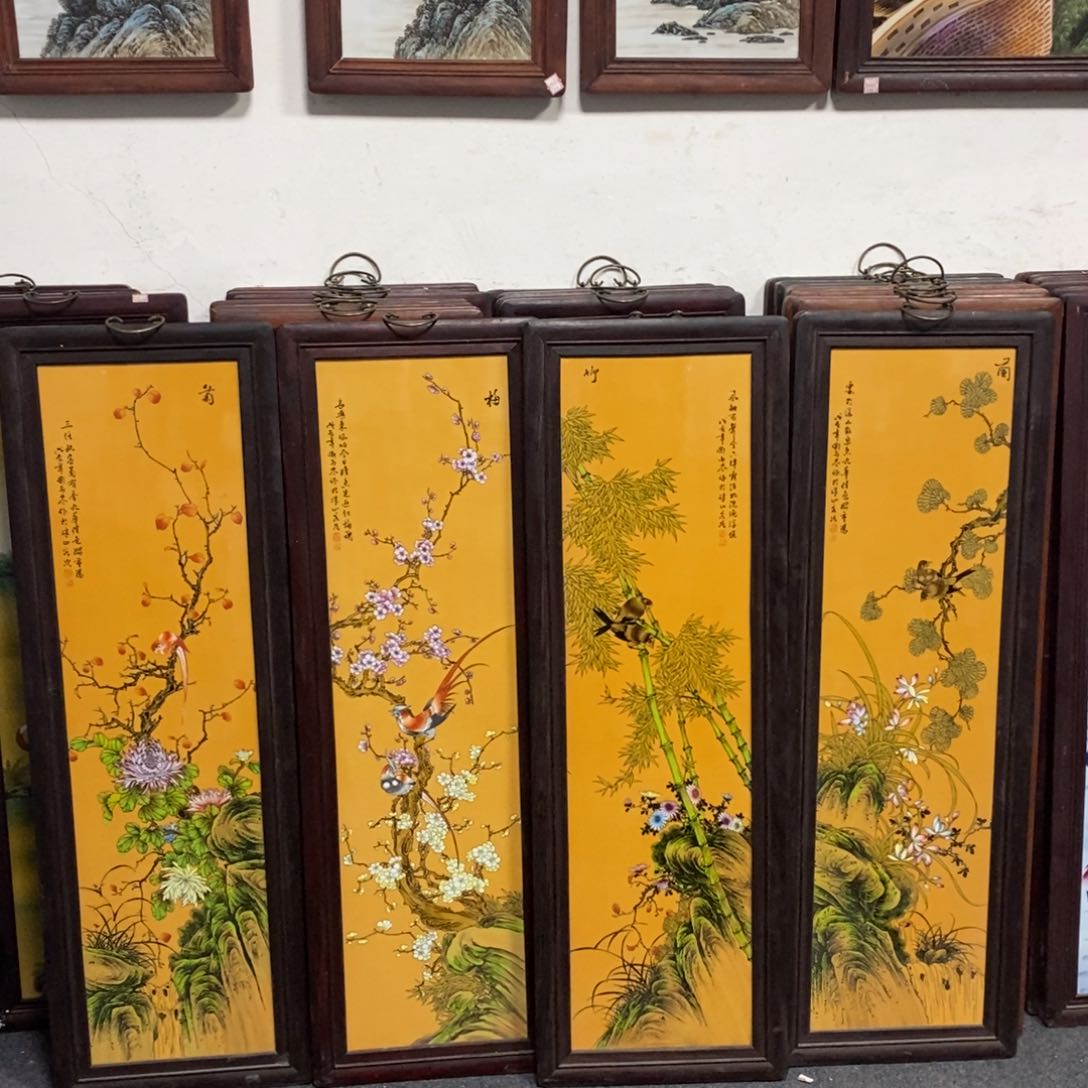 瓷片景德镇瓷板画柴窑烧制120*40*4