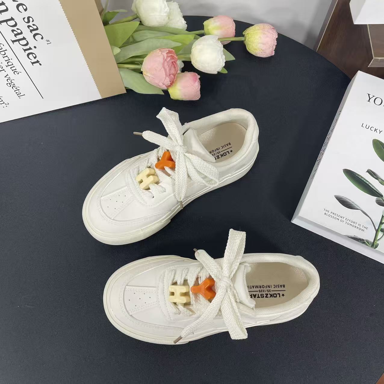D307超火爆款小白鞋显脚小板鞋女2025春秋新款时尚小众休闲运动鞋