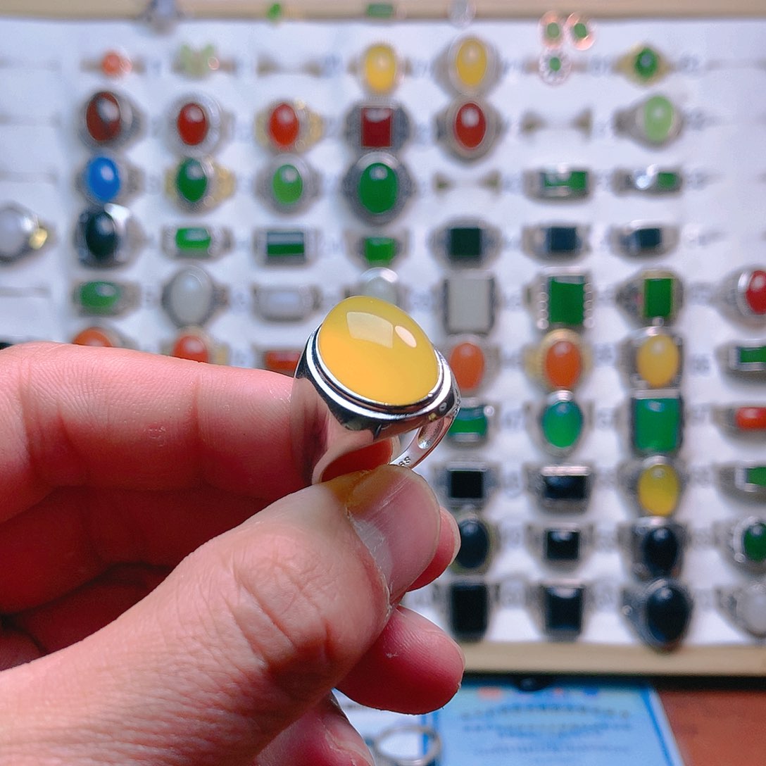 玛瑙/玉髓戒指银S925镶嵌@*晨