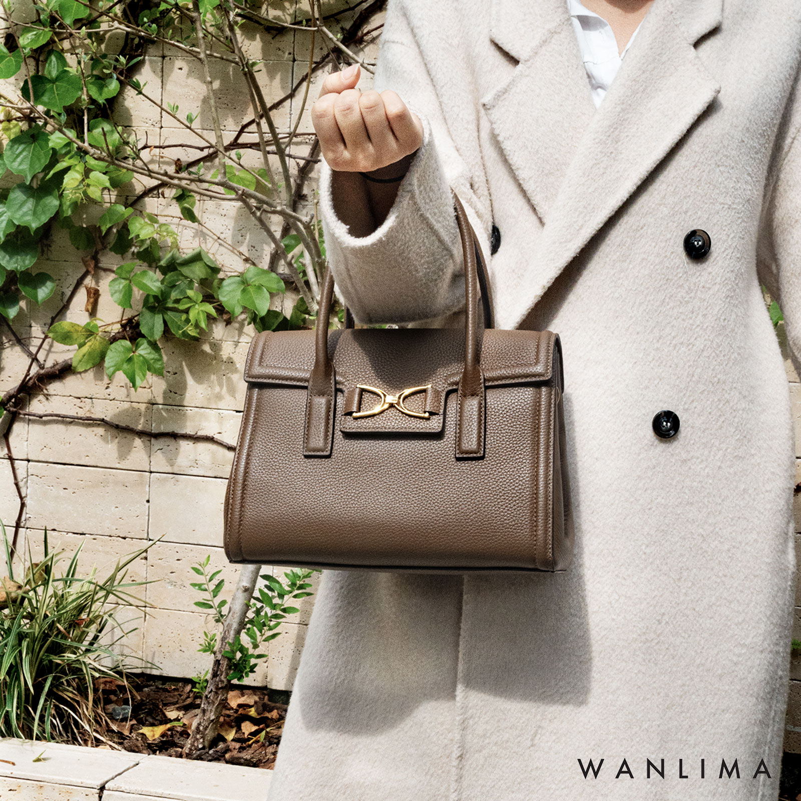 万里马新款真皮优雅铂金包气质牛皮包大容量时尚大气手拎包