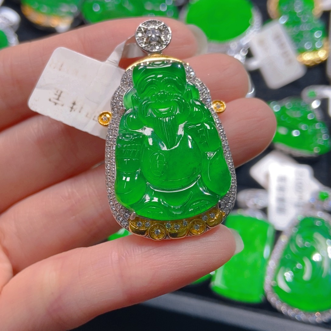 翡翠吊坠(不含链)银S925镶嵌