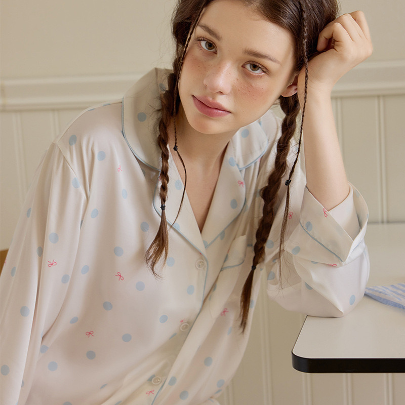 睡衣冰丝长袖春秋季夏季薄款宽松