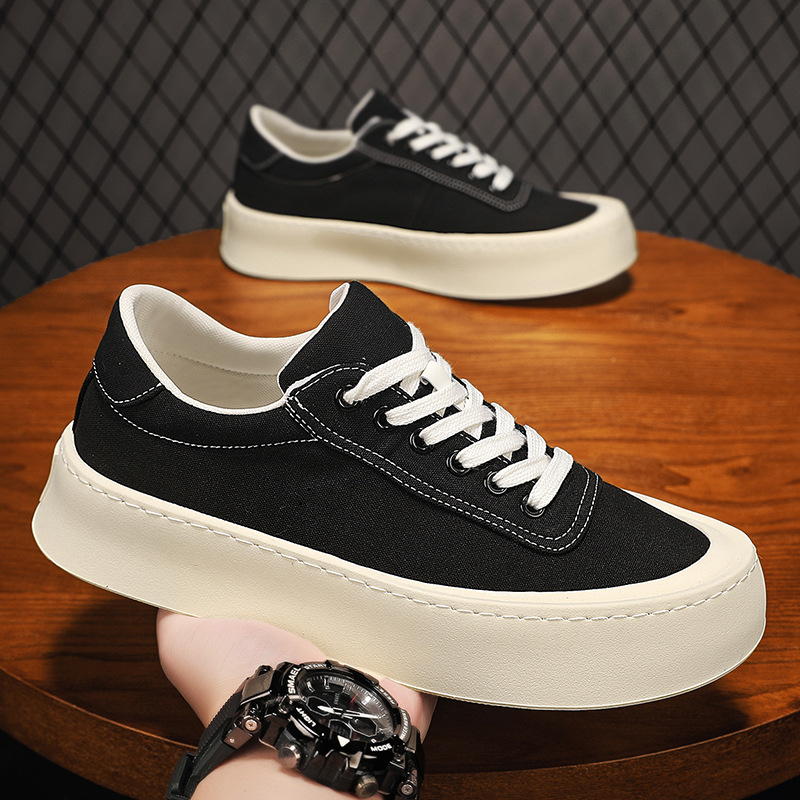 帆布男鞋2024新款夏季透气百搭休闲板鞋学生运动软底黑色布鞋潮鞋