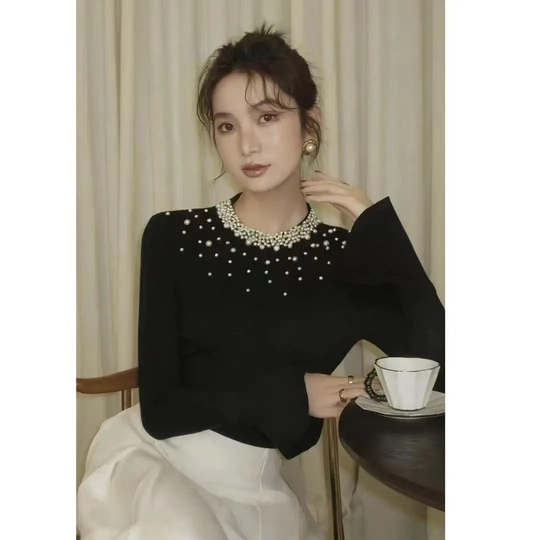 短款毛针织衫法式女针织通勤风喇叭袖厚款不起球Y0083