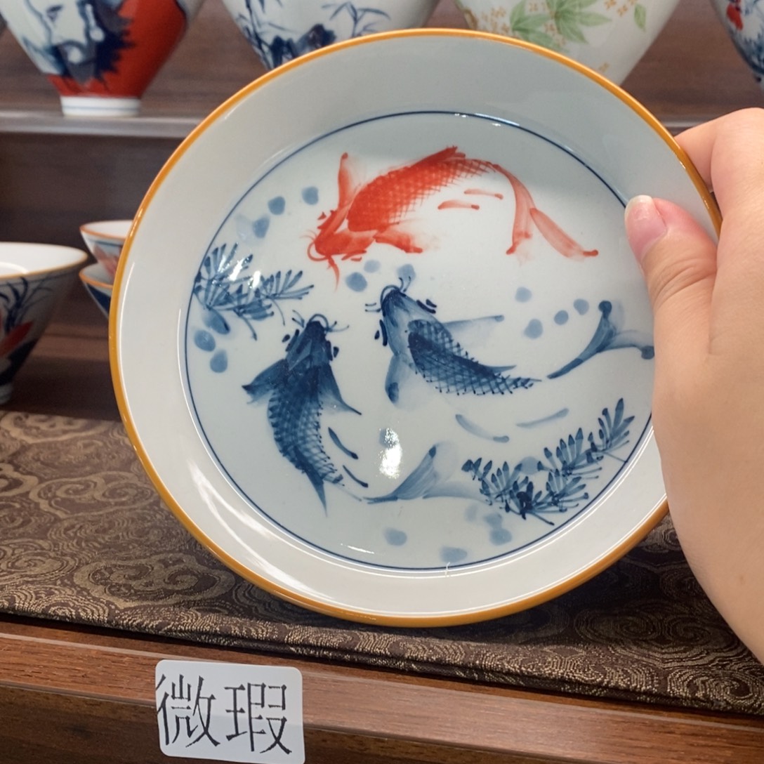 釉下彩老陶泥手工绘制