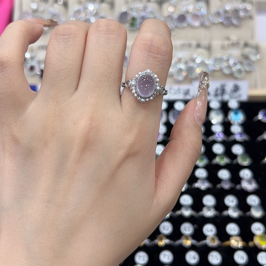 辣***-银S925镶嵌戒指萤石