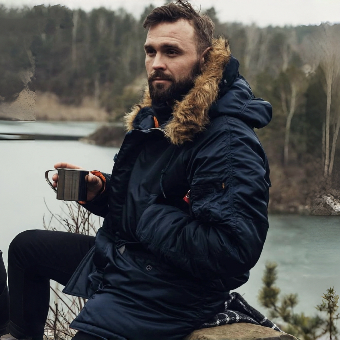 阿尔法n3b宽松版中长款棉服军迷大衣