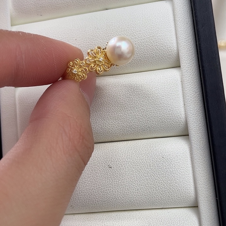 海水珍珠戒指银S925镶嵌