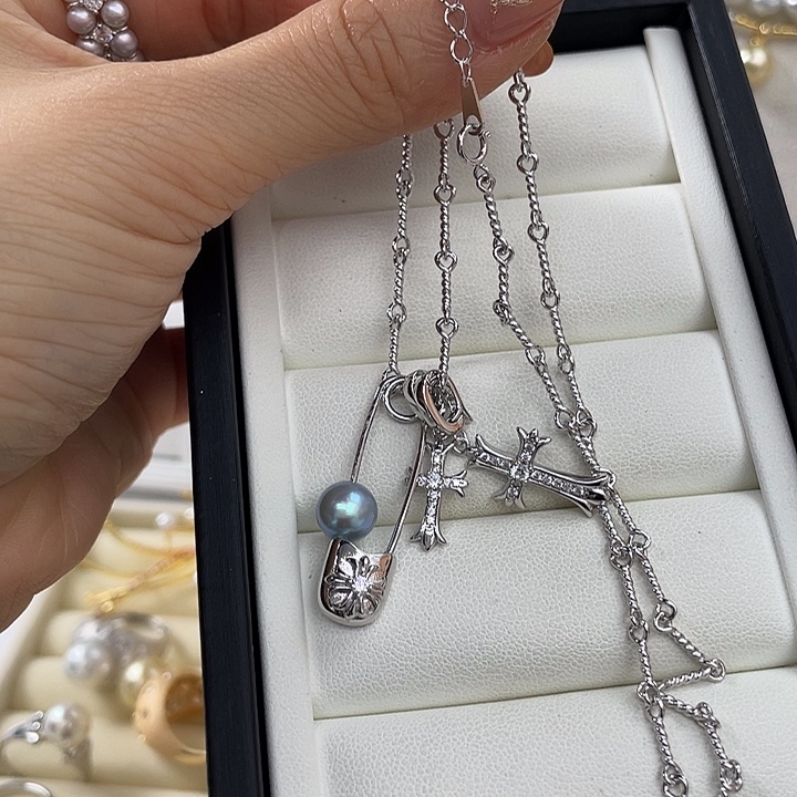 颈饰银S925镶嵌淡水珍珠