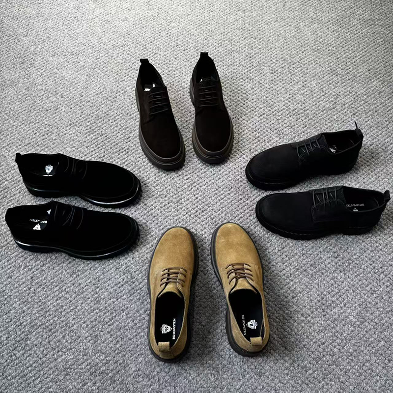 男士时尚休闲鞋191秋季新款男士时尚反绒皮百搭休闲鞋真皮透气