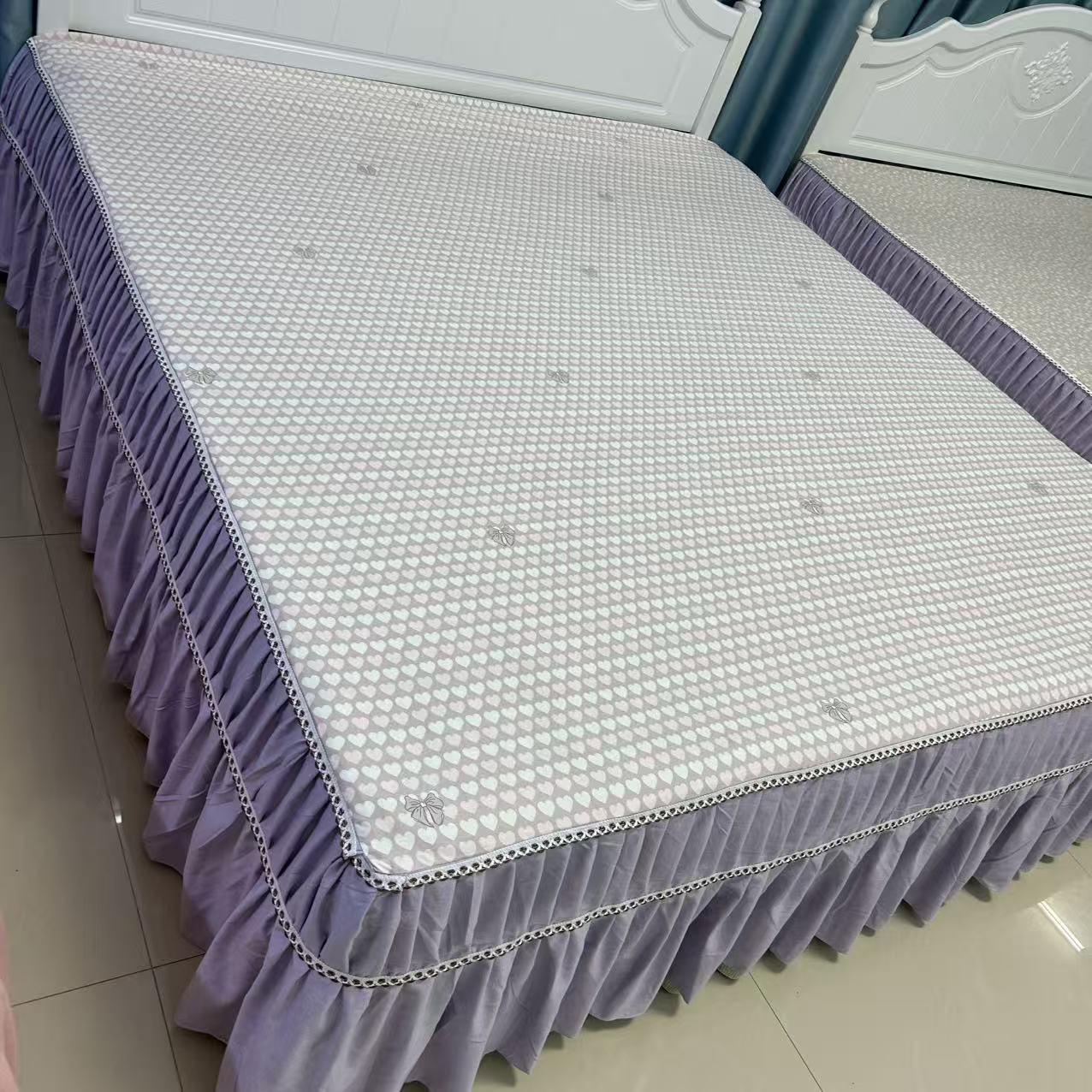 高端精品床罩（紫色爱心）亲肤防滑加厚
