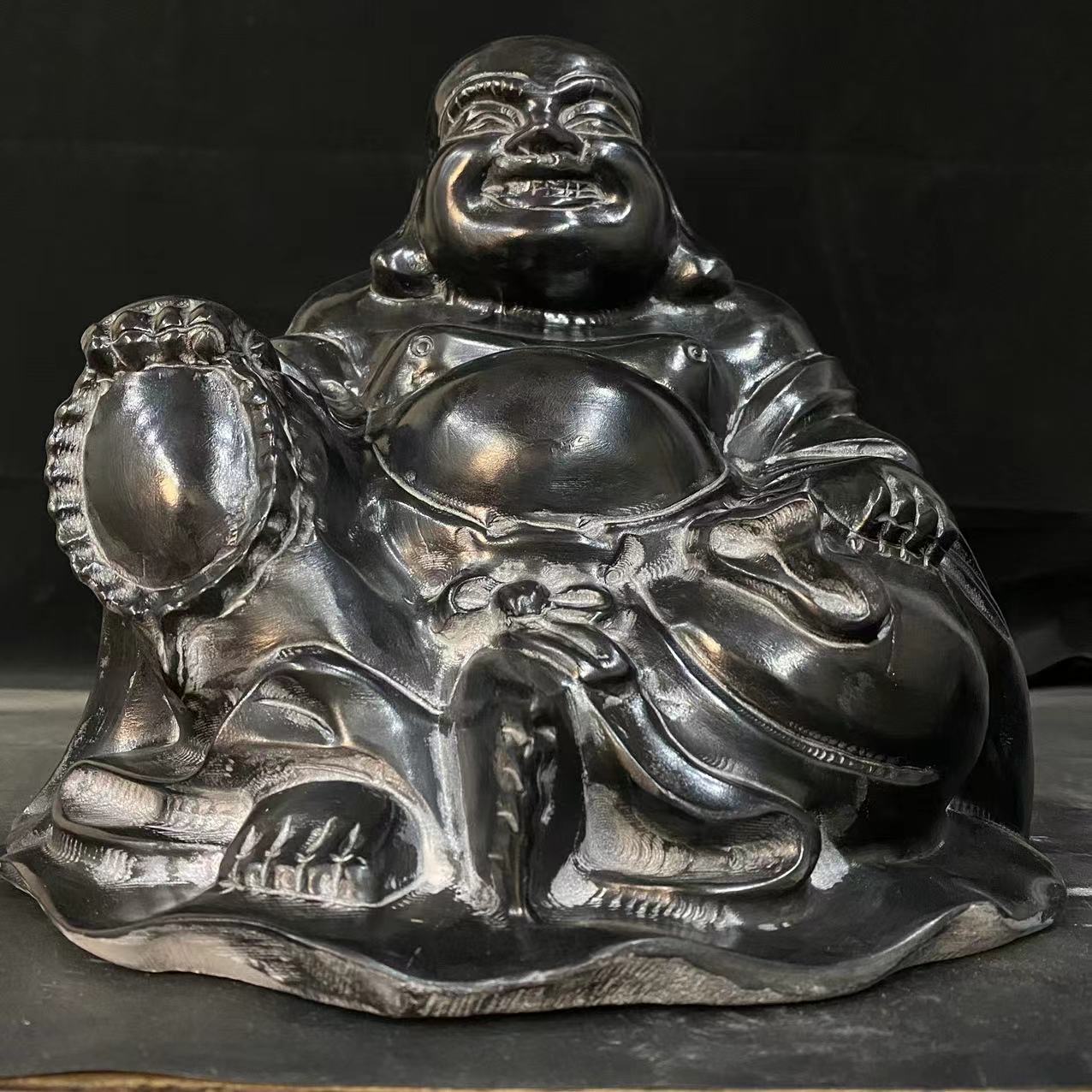 山西青石弥勒佛高度26厘米左右工艺品