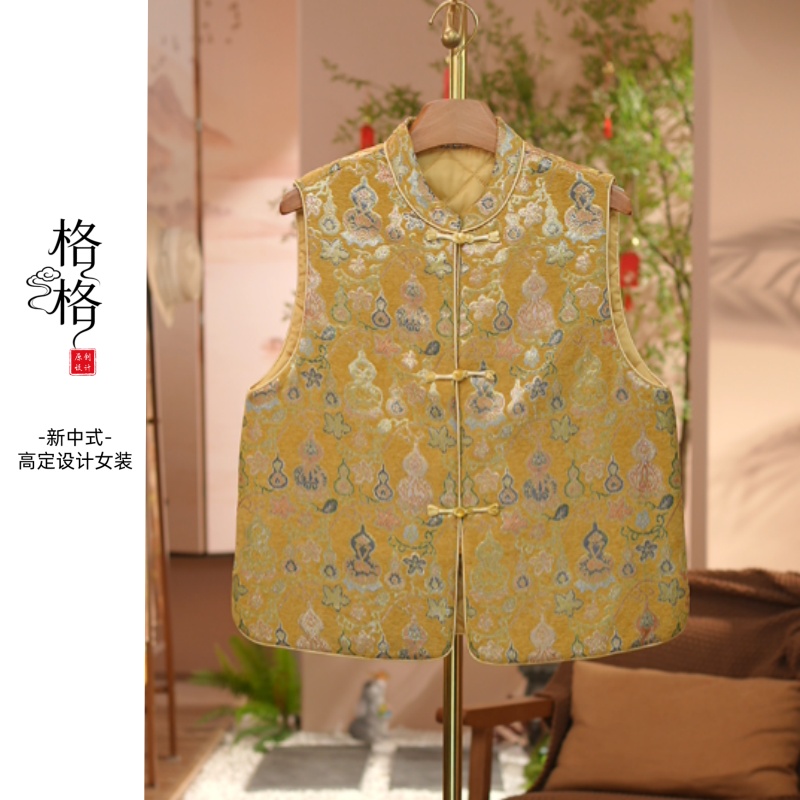 《 瑞承-棉马甲》2025年秋冬新款简约提花加厚休闲气质马夹