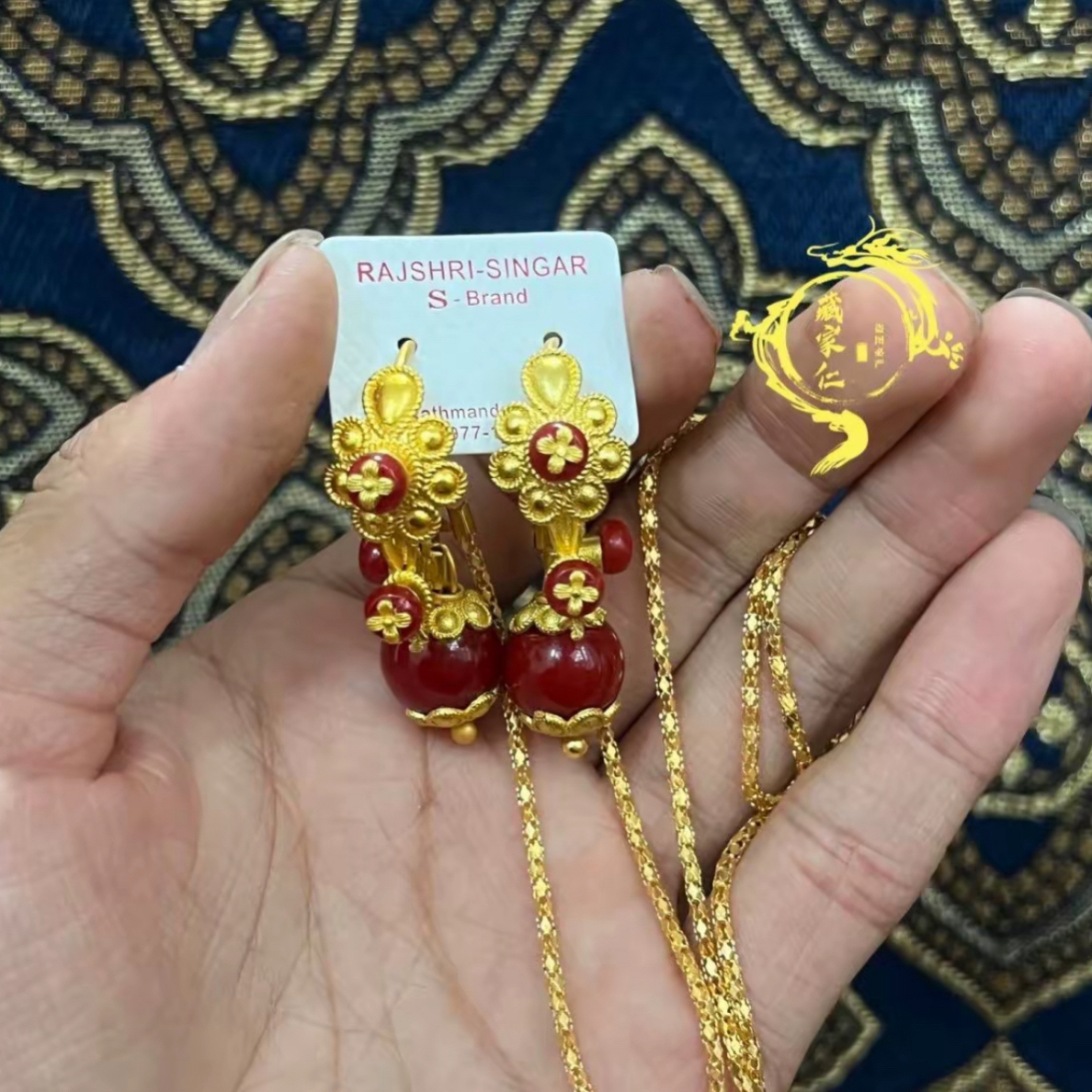 铁合金耳饰 藏式铜合金女款耳饰（从西藏拉萨发货）耳环金色