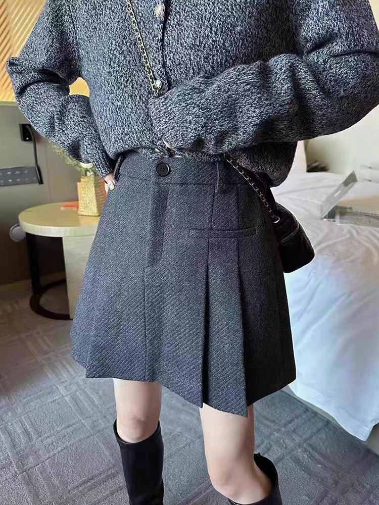 1151显瘦半身裙短裙秋冬洋气小香风秋冬毛呢A字裙秋季