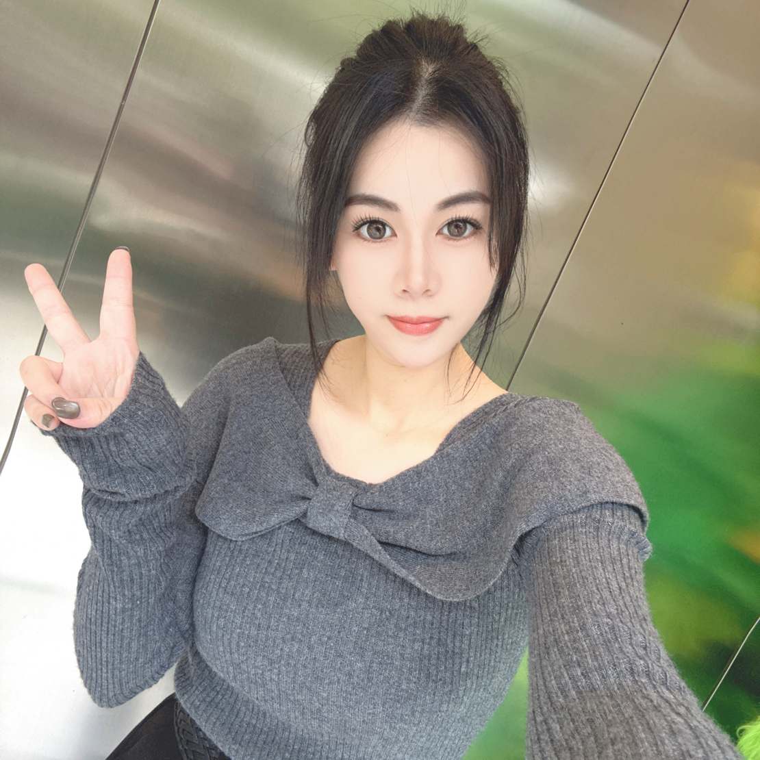 ATANI定制蝴蝶结女神针织衫
