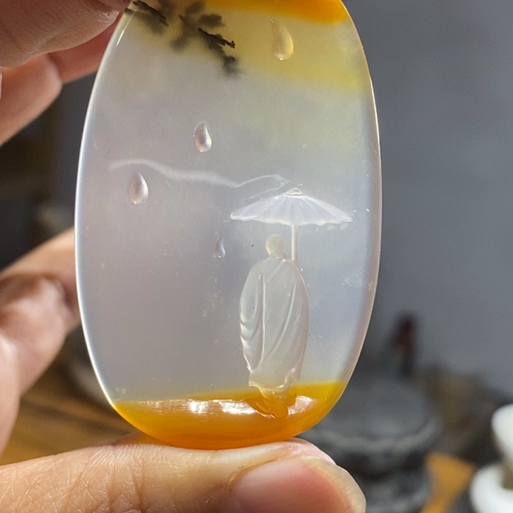 石英质玉（黄龙玉）未镶嵌挂件