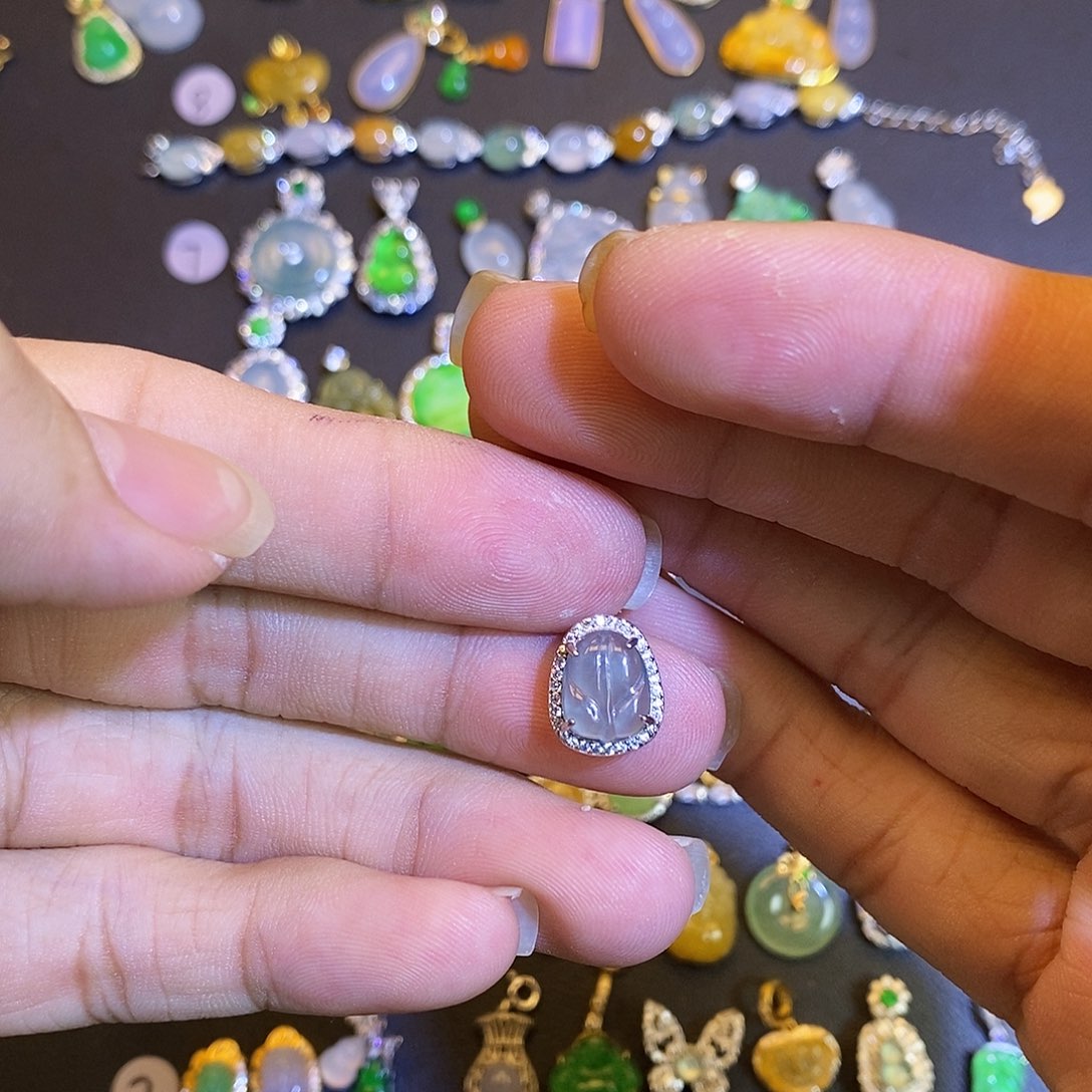 吊坠(不含链)银S925镶嵌翡翠