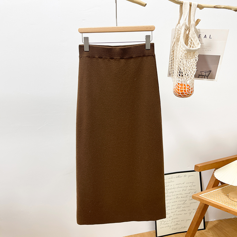 实拍2025秋冬新款易打理美丽诺羊毛中长款半身裙