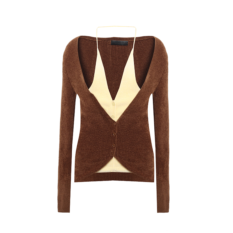 【MAKE IF】新品25秋冬时尚挂脖长袖两件套涌现系列女