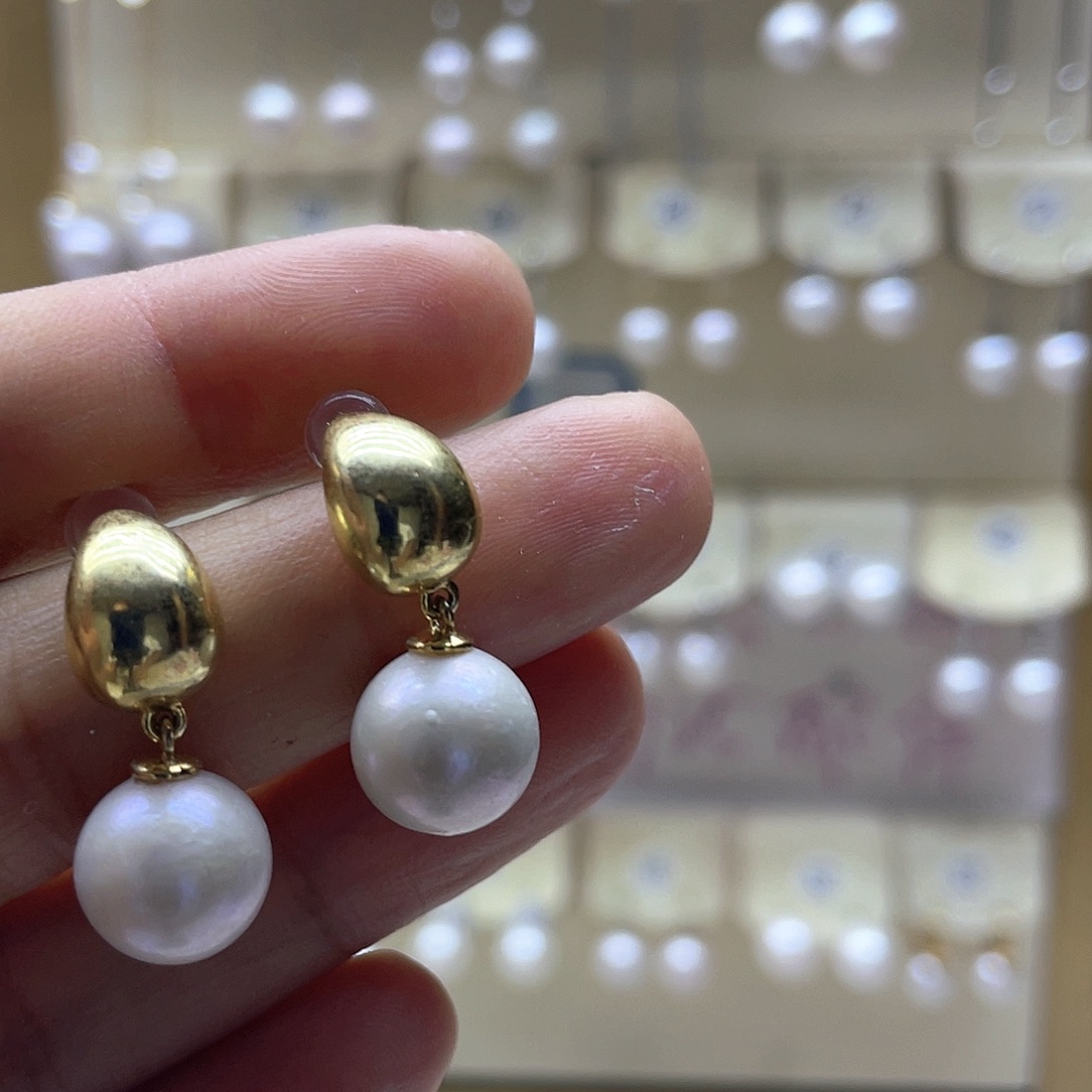 银S925镶嵌淡水珍珠耳饰