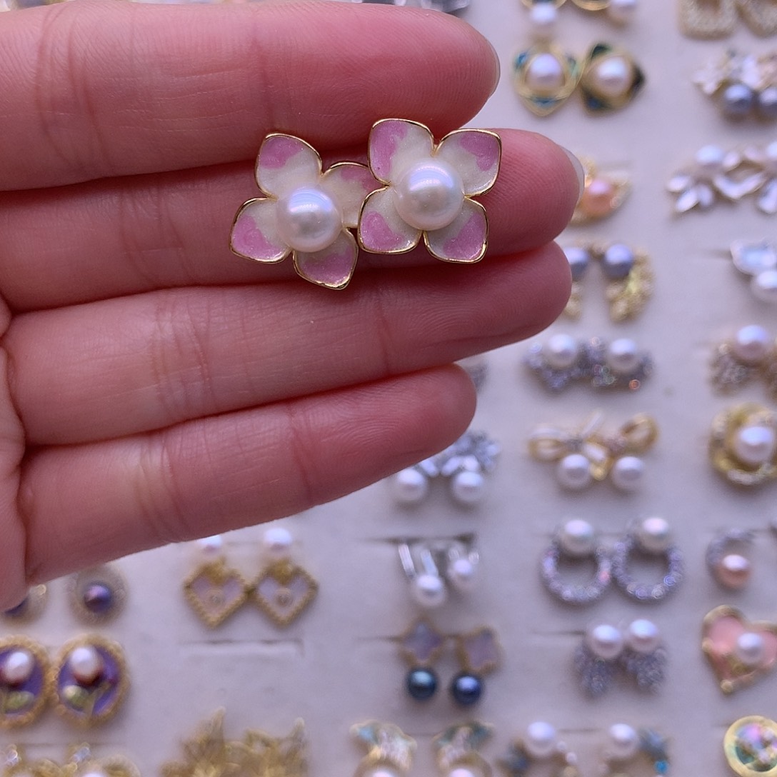 淡水珍珠耳饰合金