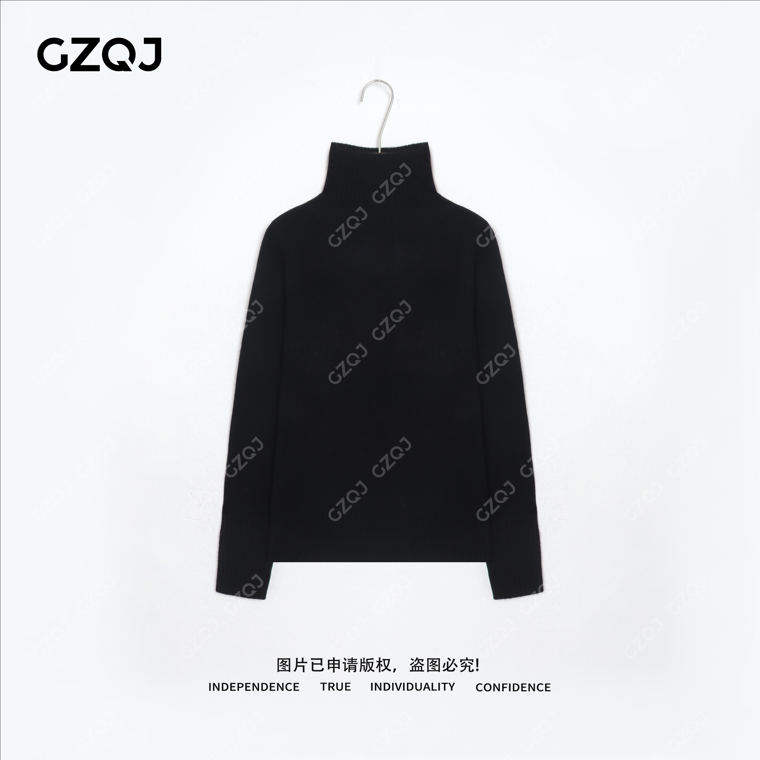 广州琴姐【云糯】琥珀流光风百搭休闲100羊毛半高领毛衣针织衫女806