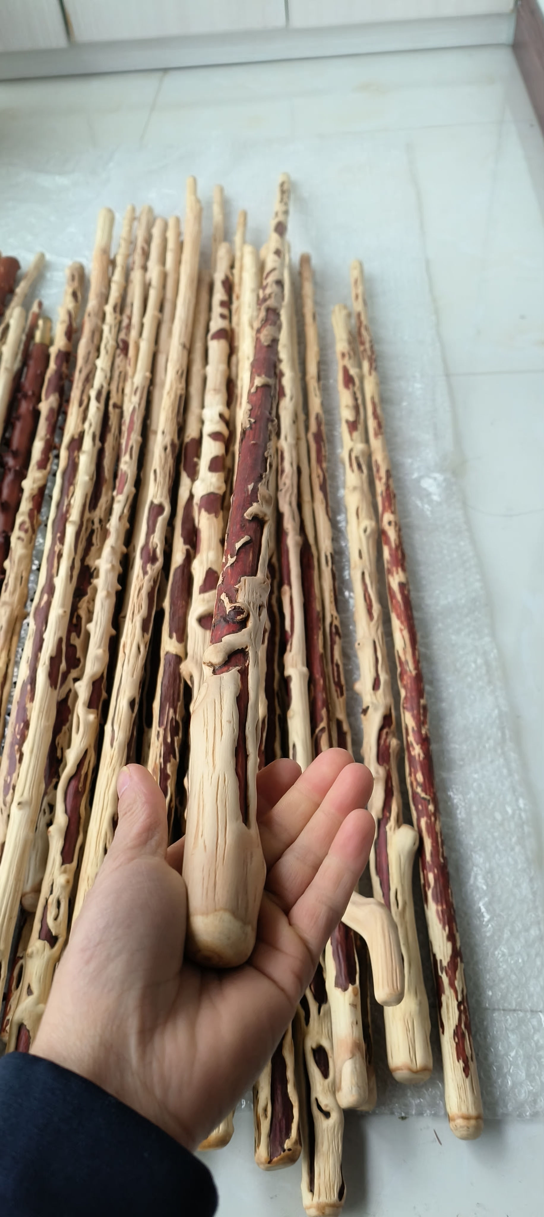 对节木阴阳残疤棍登山助行手杖健身收藏木质坚硬