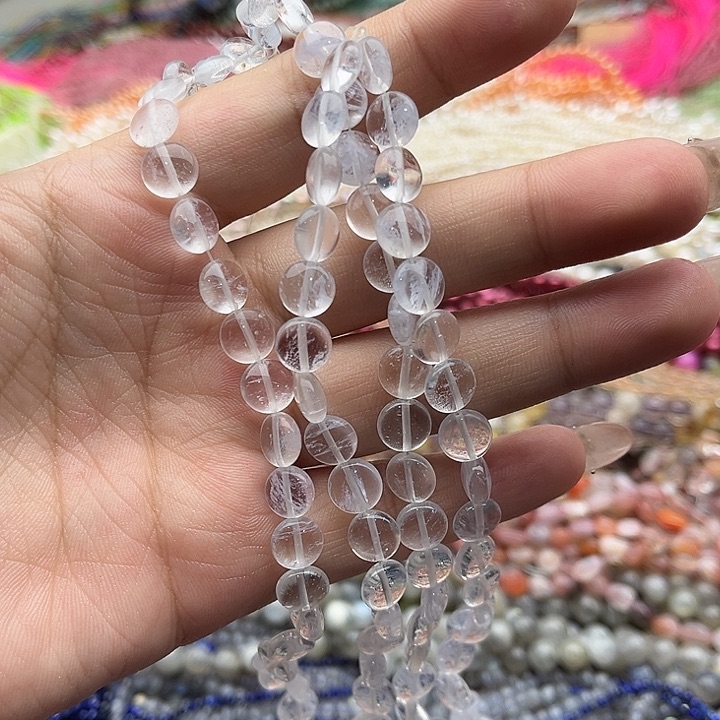 玛瑙/玉髓珠宝半成品未镶嵌2条8mm左右白阿塞圆片