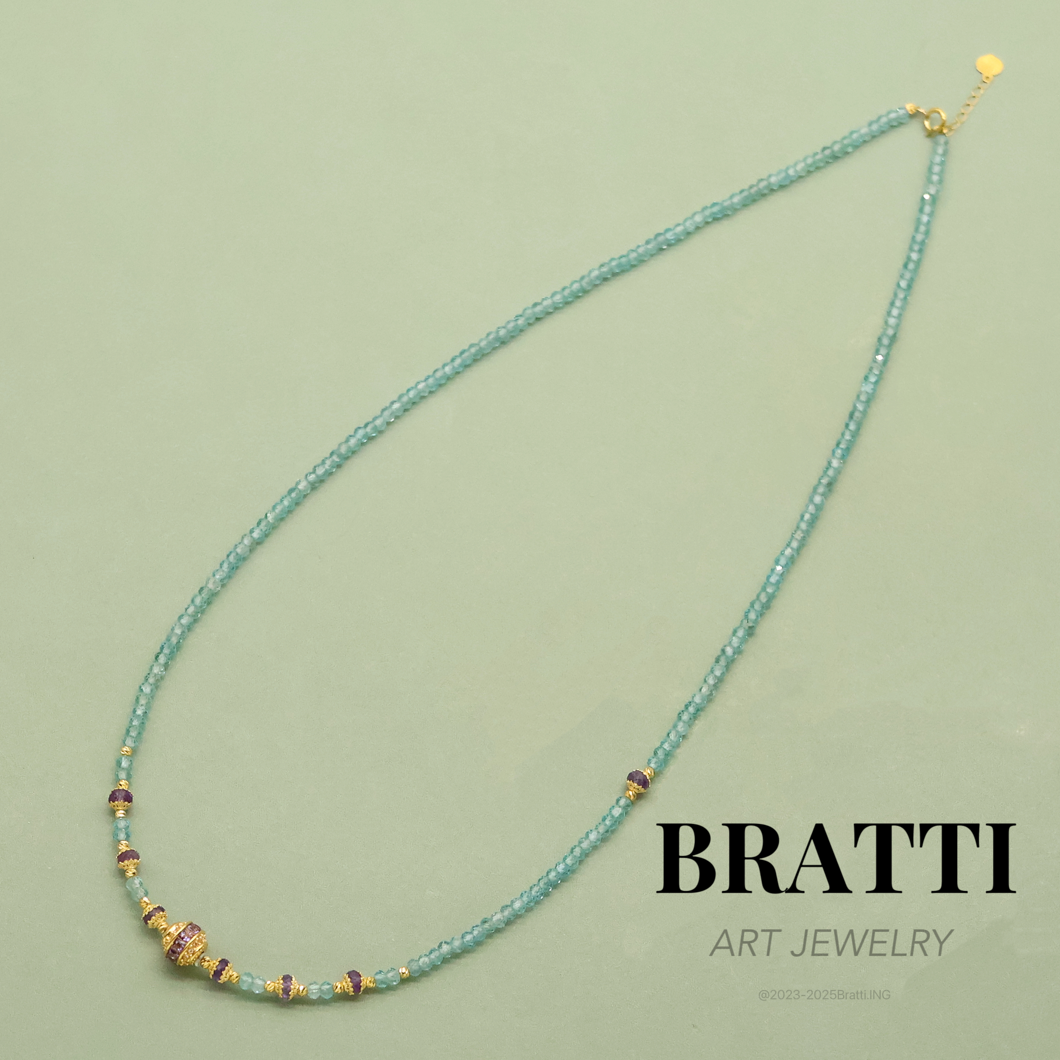 Bratti珠宝18K金磷灰石水晶项链（46+3cm）-KX250502