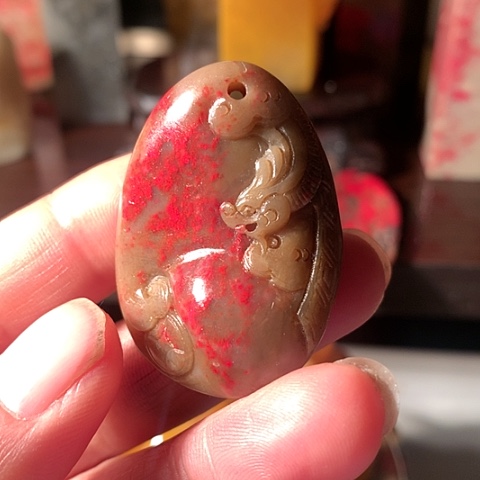 昌化石昌化鸡血石挂件