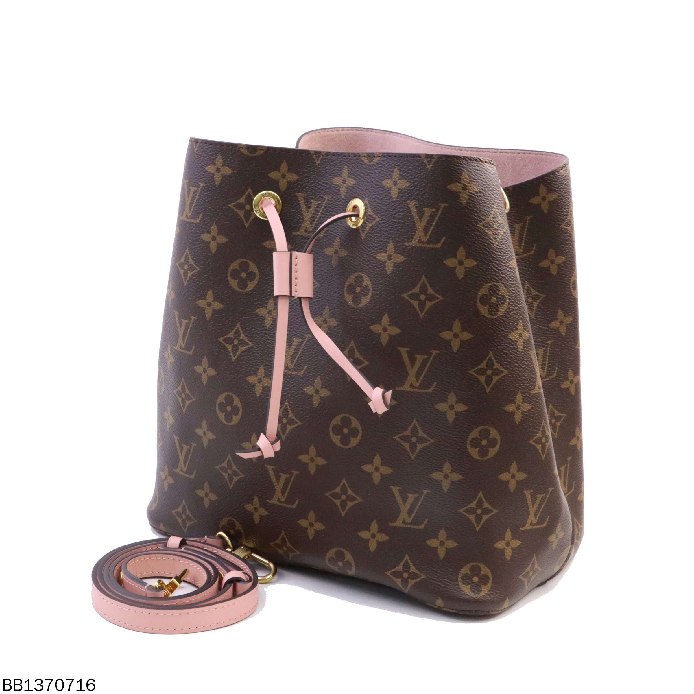 95新 LouisVuitton/路易威登 老花粉色水桶包/BC2215067临时