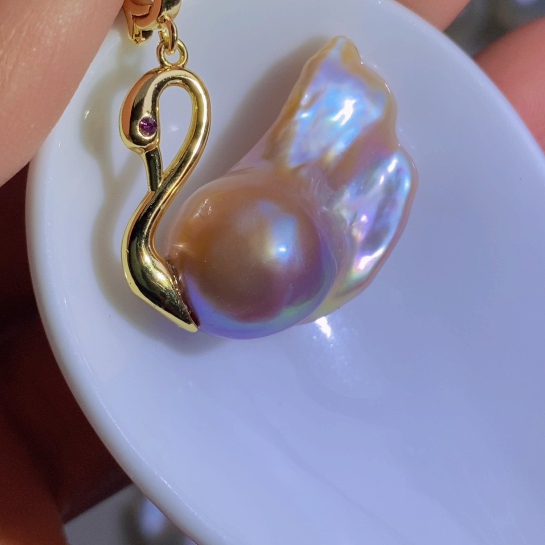 银S925镶嵌天然淡水珍珠淡水珍珠