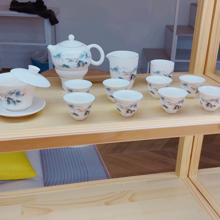 德化羊脂白玉瓷茶具套装